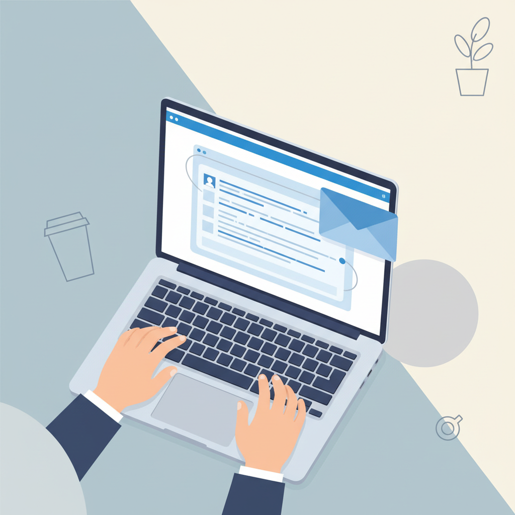 Zoom sur un écran d'ordinateur affichant la rédaction d'un e-mail professionnel.