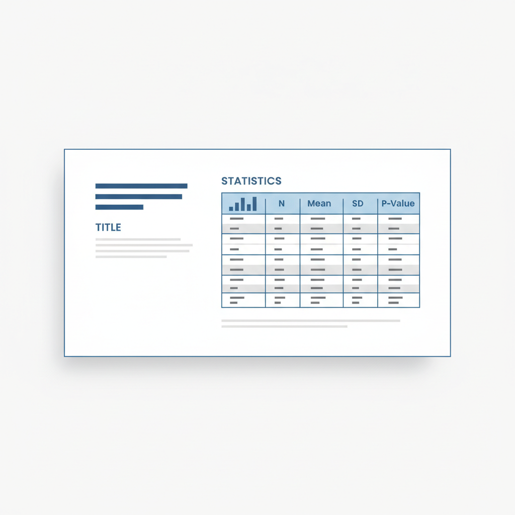 Page d'un mémoire académique montrant un tableau de résultats statistiques correctement formaté avec titre et notes.