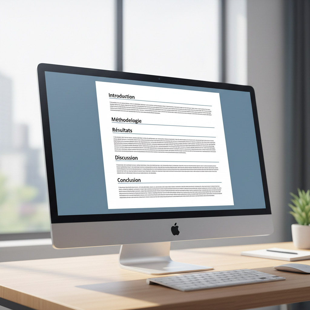 Document académique bien formaté sur un écran, montrant des en-têtes de chapitre clairs et une mise en page professionnelle.