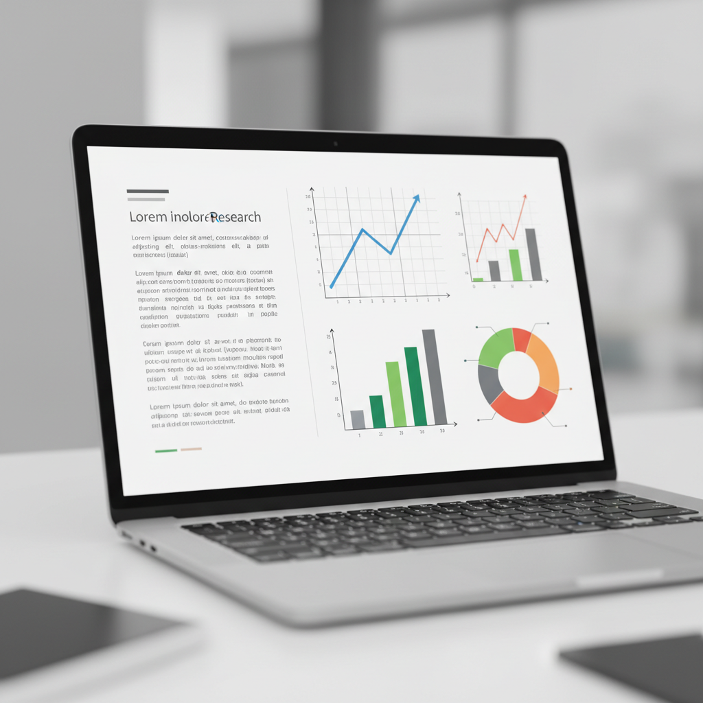 Gros plan sur un ordinateur portable affichant un texte académique et des graphiques d'analyse.