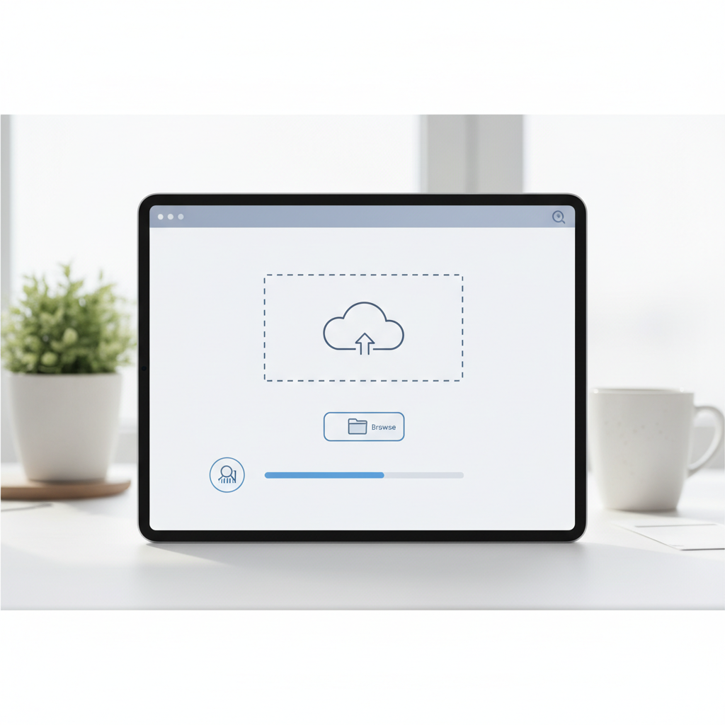 Interface utilisateur simple et épurée de Medra montrant un bouton pour téléverser un fichier de données.