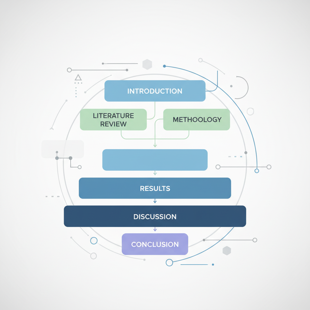 Diagramme montrant les différentes étapes de la structure d'un mémoire, de l'introduction à la conclusion.
